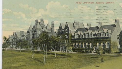 1913年的明信片. “夫人. John Peterson -- Glad to hear that you arrived safely home if it was a late hour and hope your visit to Hartford will soon be again. 希望你下一个决定留下来?)时间. Was pleased to hear from you and hope I will soon again, Best regards, Esther Johnson."